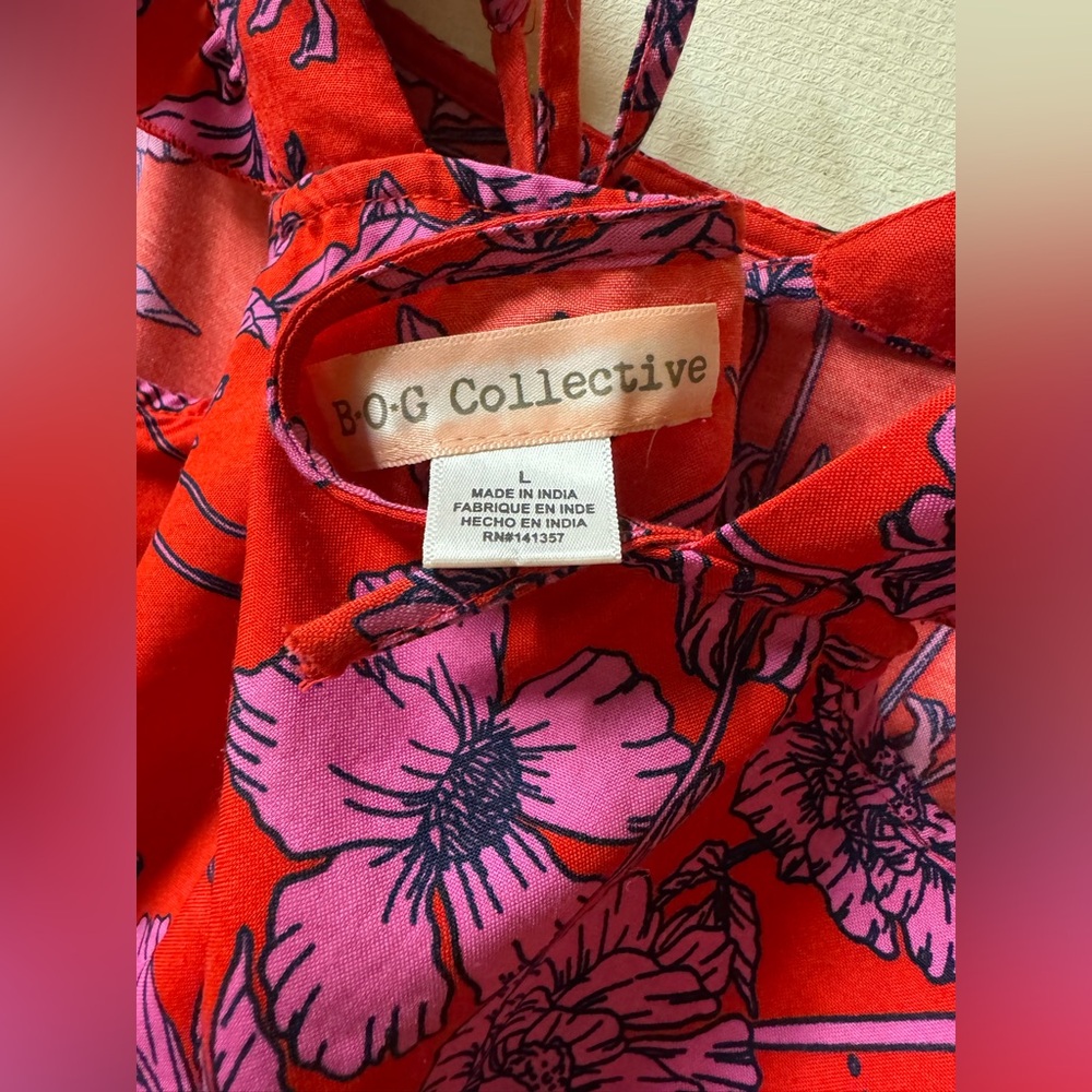 BOG Collective Square Neck Ruffle Tiered Mini Dress Large - Picture 3 of 3